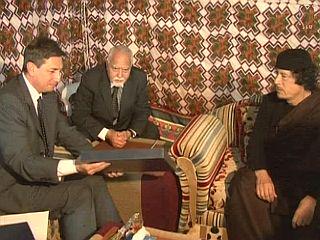 Borut Pahor in Omar Moamer el Gadafi.