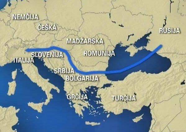 Predlagana trasa plinovoda Južni tok. Evropska unija mu konkurira s projektom plinovoda Nabucco, a je zaradi spremenjenih geostrateških okoliščin njegova izvedba vse bolj vprašljiva. Foto: MMC RTV SLO