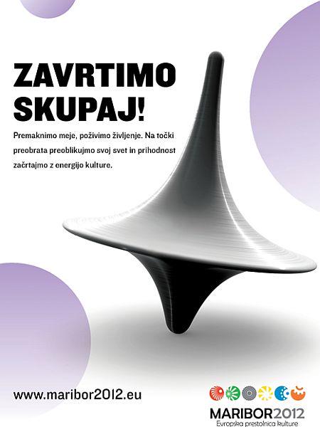 Ta teden so v zavodu Maribor 2012 predstavili osveženo grafično podobo EPK-ja ter nov slogan Zavrtimo skupaj! s simbolom vrtavke. Za promocijo programa jim ne bo ostalo veliko denarja, zato računajo, da se bodo dogodki 