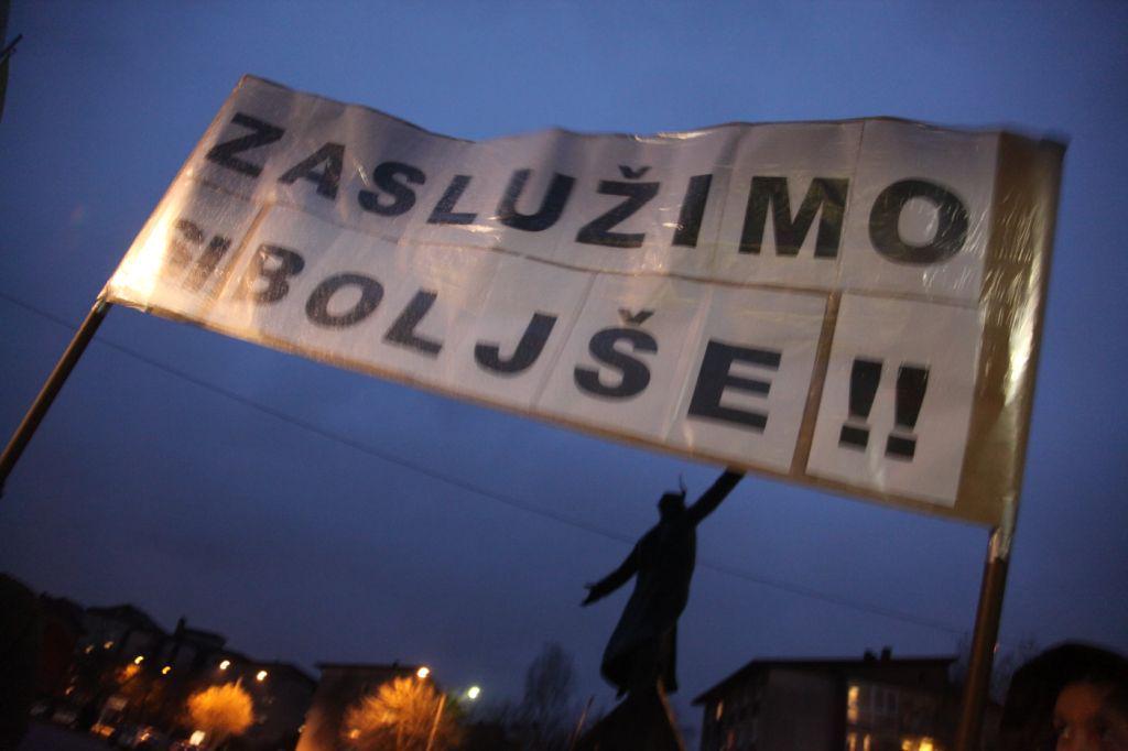 Protestirali so tudi v Krškem. Foto: Goran Rovan