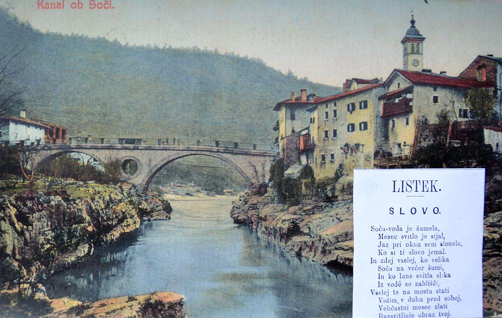 Prizorišče, ki je navdihnilo ponarodelo pesem o slovesu ob reki Soči. Foto: Arhiv NUK