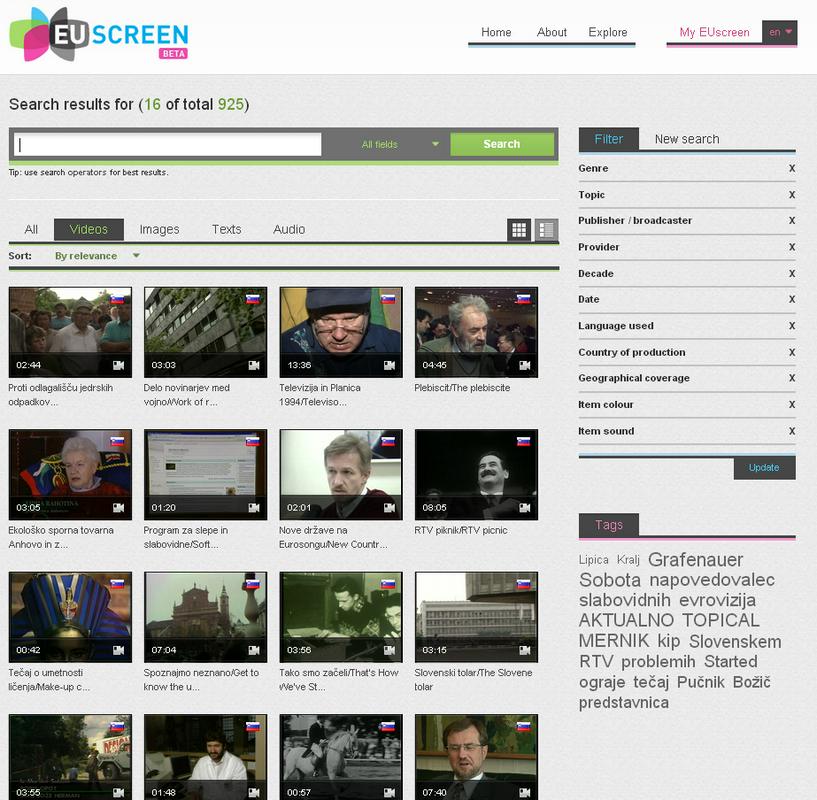 Video vsebine RTV Slovenija na portalu EUscreen