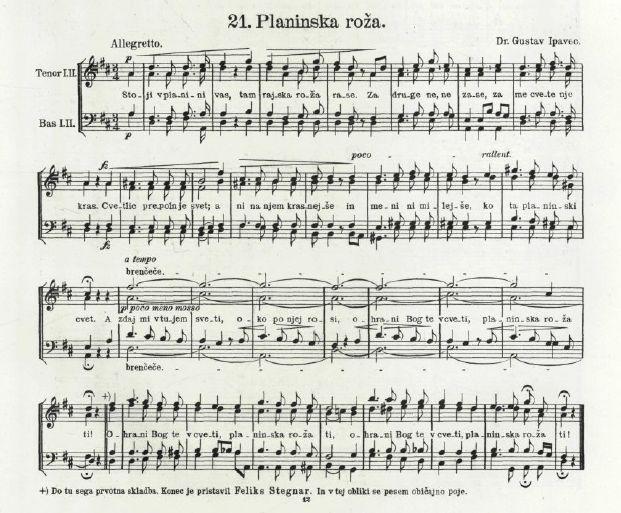 19.	Gustavova uglasbitev z dodanim 'repom' je izšla v zbirki Glasbene Matice za društveno leto 1903/1904. Foto: Arhiv NUK