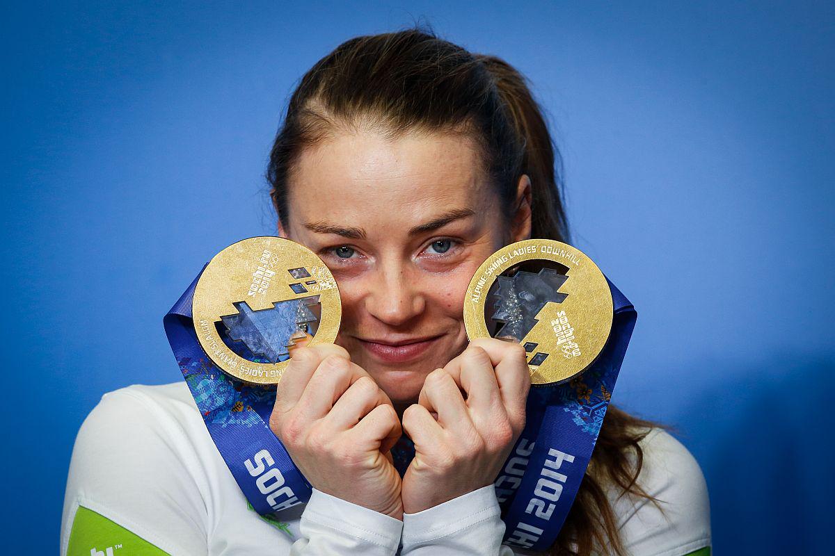 Tina Maze je v Sočiju osvojila sploh prvi slovenski zlati medalji v zgodovini zimskih olimpijskih iger. Foto: STA