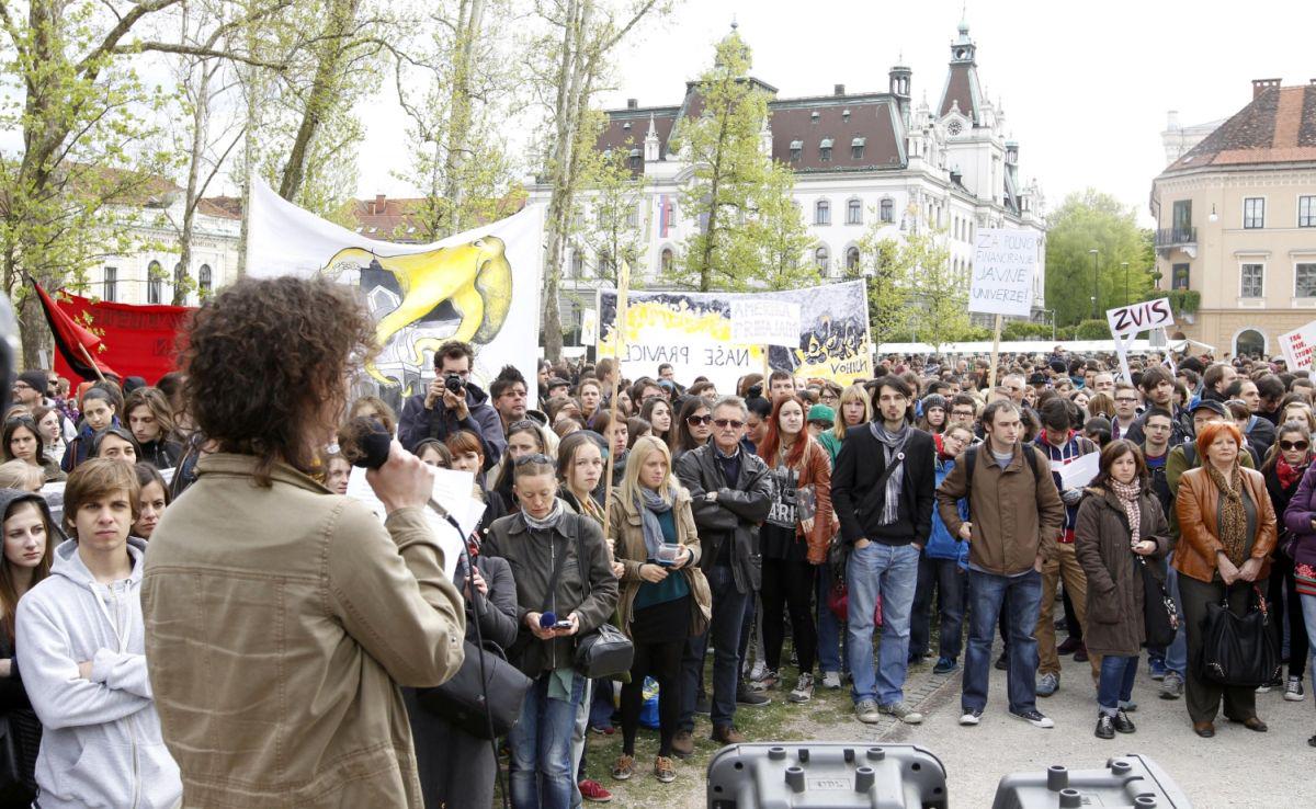 Protest študentov proti predlogu novega zakona o visokem šolstvu (Zvis), 16. 4. 2014