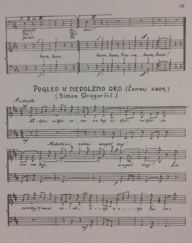 Note za omenjeno Vodopivčevo uglasbitev Gregorčičeve pesmi.