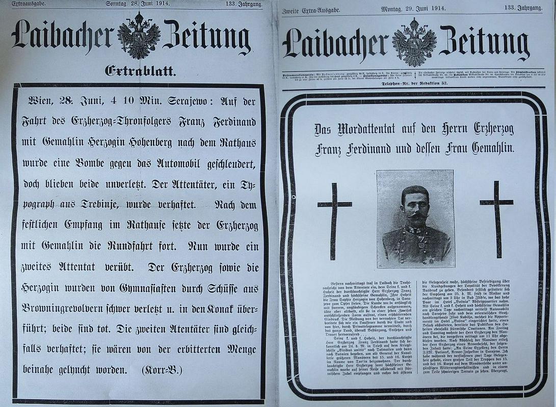 Posebni številki lista Laibacher Zeitung. Prva je izšla v nedeljo 28., druga pa v ponedeljek 29. junija.