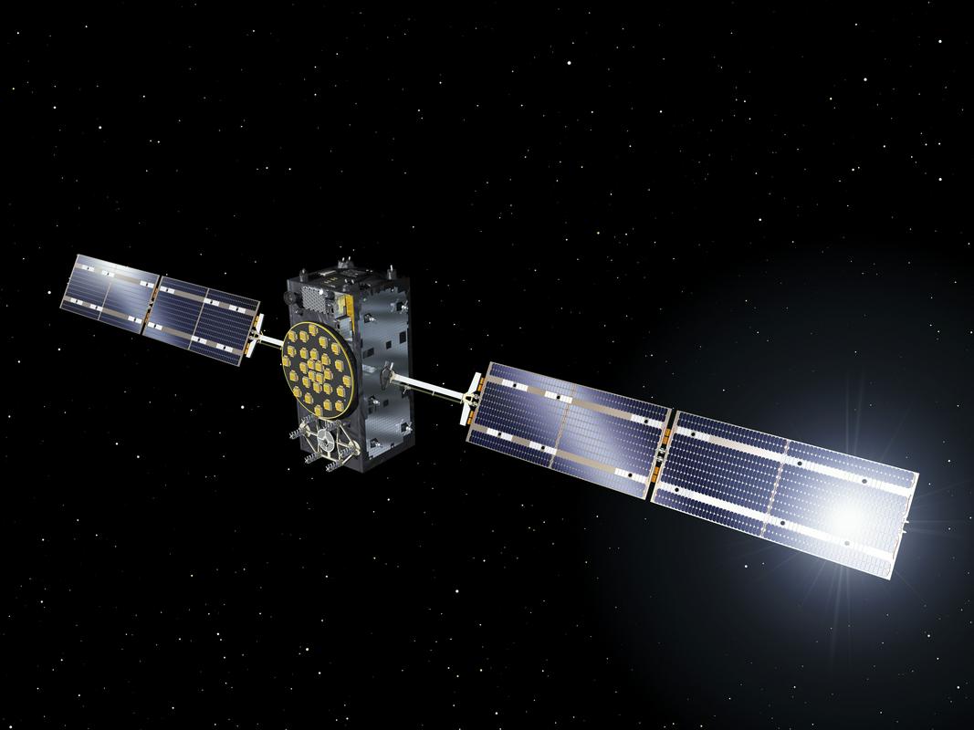 Do zdaj so v orbito uspešno odšli štirje preizkusni sateliti Galileo. Prva dva polnomočna (kot tale na podobi) pa ne. Po poročanju Moscow Times nista bila zavarovana. Foto: ESA–J. Huart, 2014