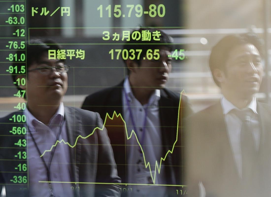 Osrednji indeks tokijske borze Nikkei je od leta 2009 potrojil svojo vrednost in je trenutno najvišje v zadnjih 21 letih, še vedno pa je kar 45 odstotkov pod rekordom iz leta 1989. Foto: Reuters