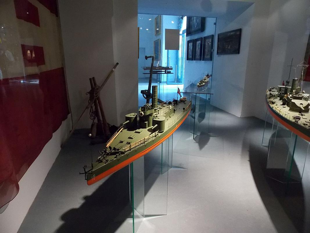 Makete avstro-ogrskih ladij. Hrani Muzej vojne zgodovine Dunaj.