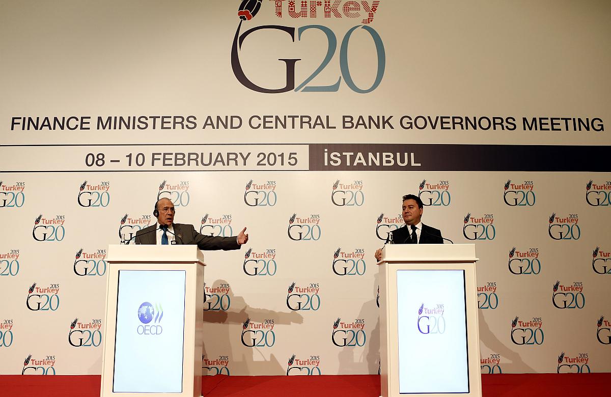 Poročilo OECD-ja za gospodarsko rast 2015 so predstavili na srečanju finančnih ministrov G20 v Turčiji. Foto: EPA