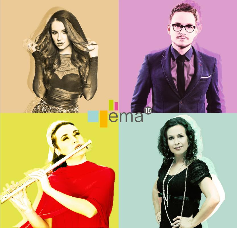 Gostitelji izbora EMA 2015: Maja Keuc, Tinkara Kovač, Darja Švajger in Nejc Šmit. Foto: 