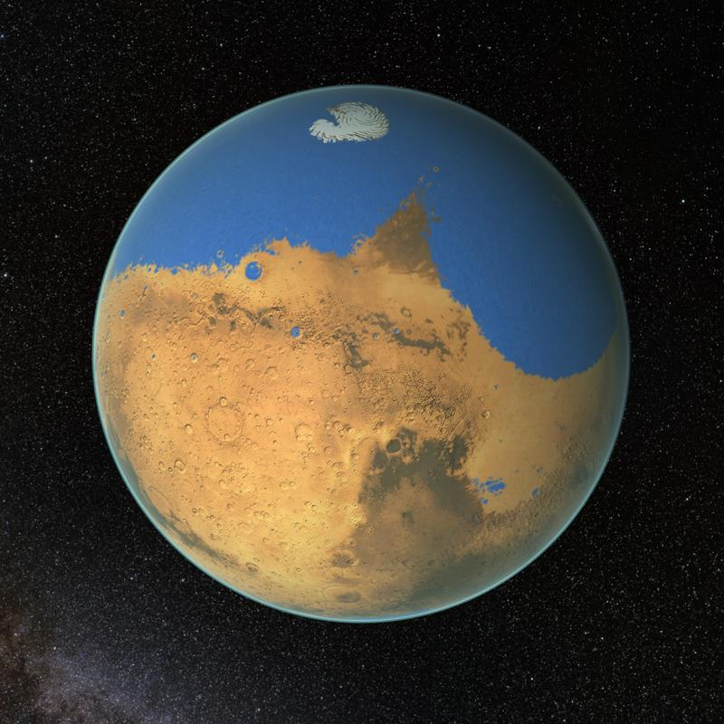 Nekoč naj bi Mars prekrivalo vsaj toliko vode. Foto: Nasa/Goddard