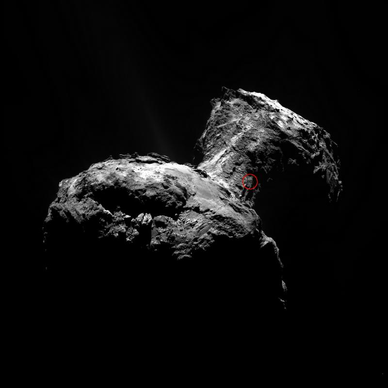 Komet 67P/Čurjumov-Gerasimenko je podobne oblike, le skoraj desetkrat manjši. Foto: ESA/Rosetta/MPS/OSIRIS-MPS/UPD/LAM/IAA/SSO/INTA/UPM/DASP/IDA