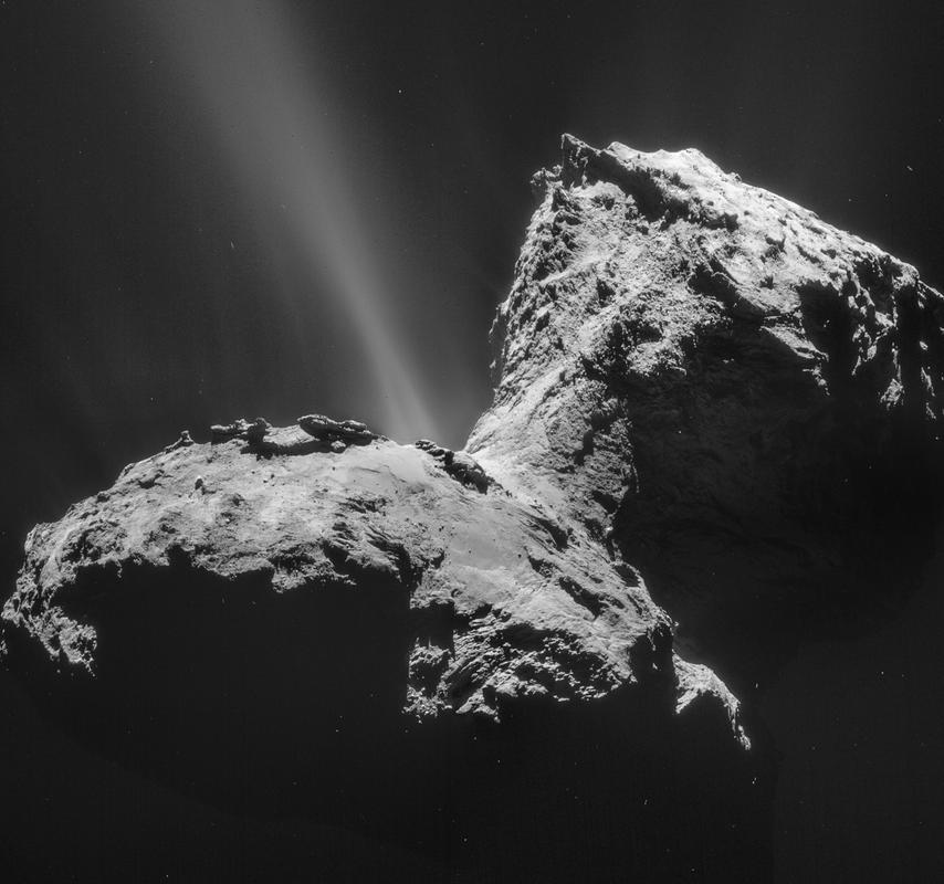 Molekularni kisik je Rosetta zaznala v izpihanem materialu, ki ga je vse več. Foto: ESA/Rosetta/NAVCAM