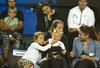 Foto: Teniški asi z ninja želvami zabavali otroke, tudi Federerjeve dvojčke