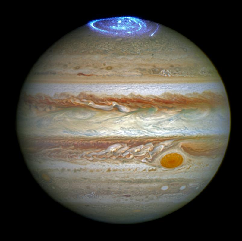 Hubblu je te dni uspelo posneti severni sij na Jupitru. Foto: NASA, ESA, and J. Nichols (University of Leicester)