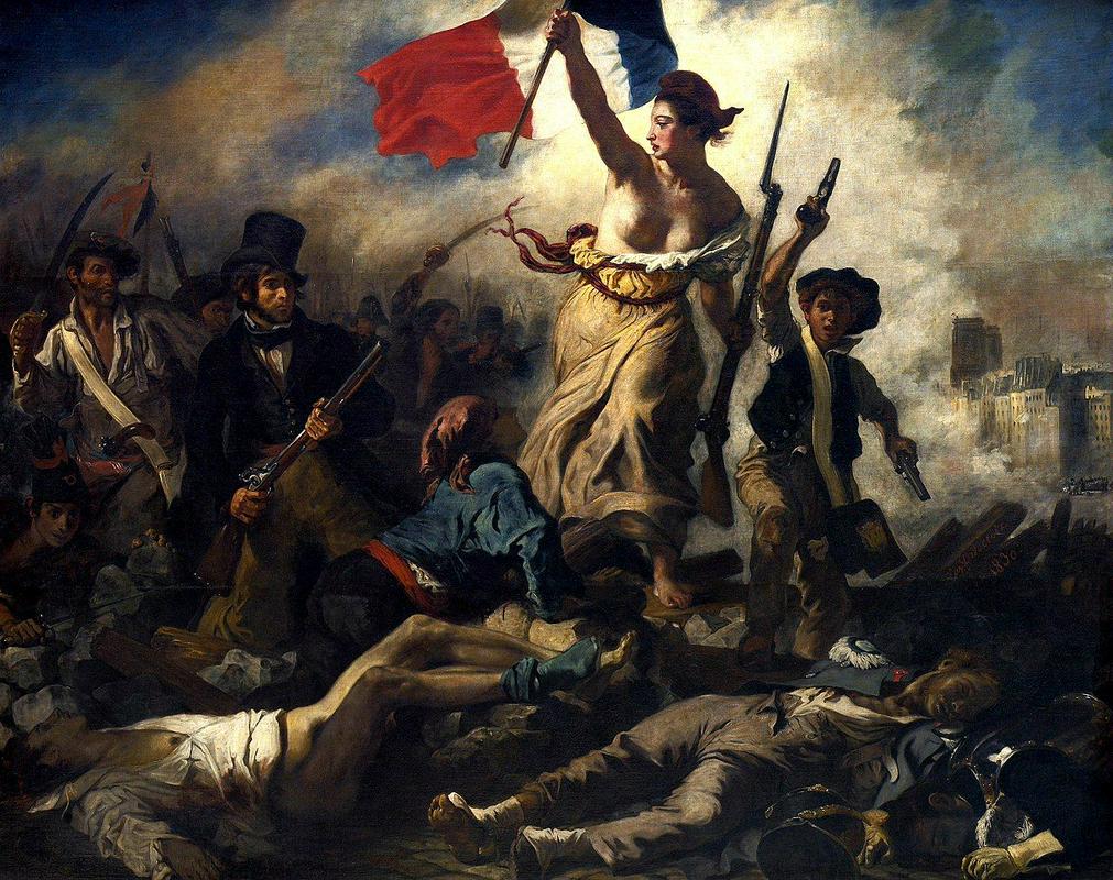 Delacroix je z upodobitvijo ženske figure, ki združuje moč antične boginje na eni in otipljivost francoske borke na drugi strani, ustvaril alegorijo, v kateri je združil politično risbo z zgodovinskim slikarstvom. Slika je torej nastala v trenutku upanja, ko je bilo videti, da je Francijo resnično navdihnila svoboda, Delacroixov udarni dokument pa se je nekaterim sodobnikom zdel preveč zgovoren in nevarna spodbuda, ki lahko privede do upora. Foto: Wikipedia