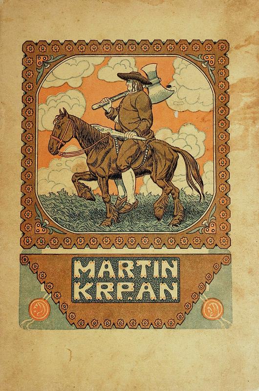 Ilustracija Hinka Smrekarja za naslovnico Martina Krpana, ki je izšel leta 1917. Foto: Wikipedia