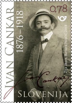 Ivan Cankar na poštni znamki. Foto: Pošta Slovenije