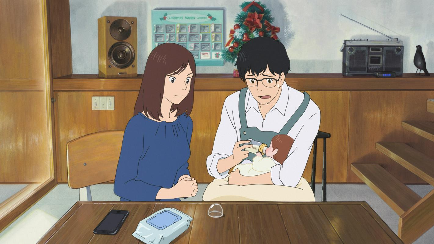 Animirani film Mirai pripoveduje zgodbo o dečku Kunu, ki se ob prihodu nove članice družine, sestrice Mirai, počuti zapostavljen, zato se zateče v fantazijski svet. Foto: Društvo 2 koluta