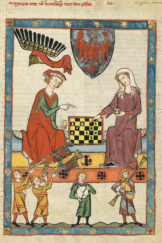 Knjižna upodobitev šahovske partije iz 1. polovice 14. stoletja. Foto: Wikipedia
