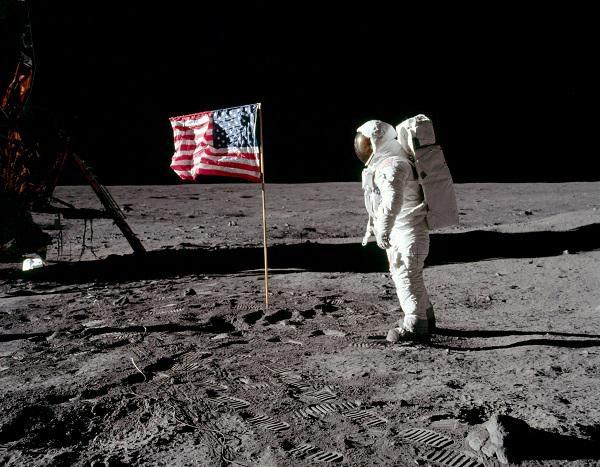 Buzz Aldrin na Luni, odprava Apollo 11. Foto: Reuters