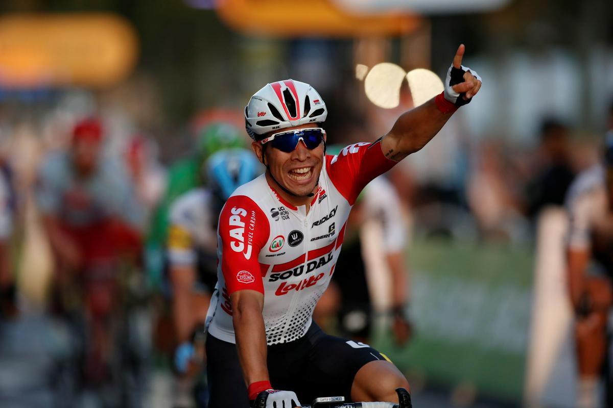 Caleb Ewan je vse do 11. etape čakal na prvo etapno zmago, v Parizu pa se je veselil že tretje. Foto: Reuters