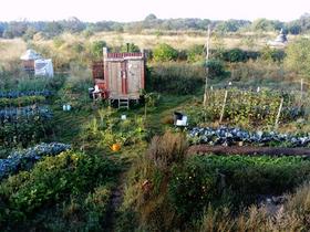 Vrt in kompostno stranišče. Foto: Ekovas Suderbyn