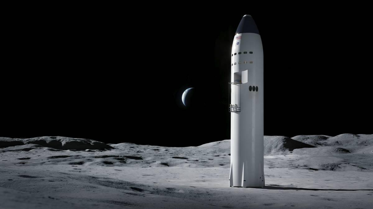 Simbolična podoba vesoljske ladje Starship na Luni. Glede na dozdajšnji razvoj dogodkov postaja vse verjetneje, da bomo to dejansko videli. Foto: SpaceX