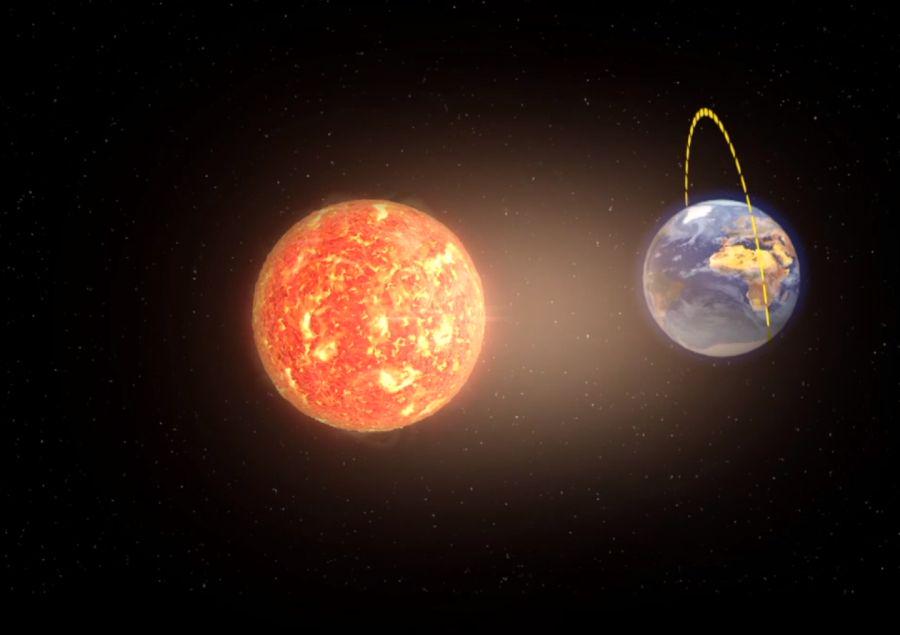 Pri sončnosinhroni orbiti je površje pod satelitom vedno osvetljeno s sončnimi žarki pod približno enakim kotom. Foto: MMC RTV SLO