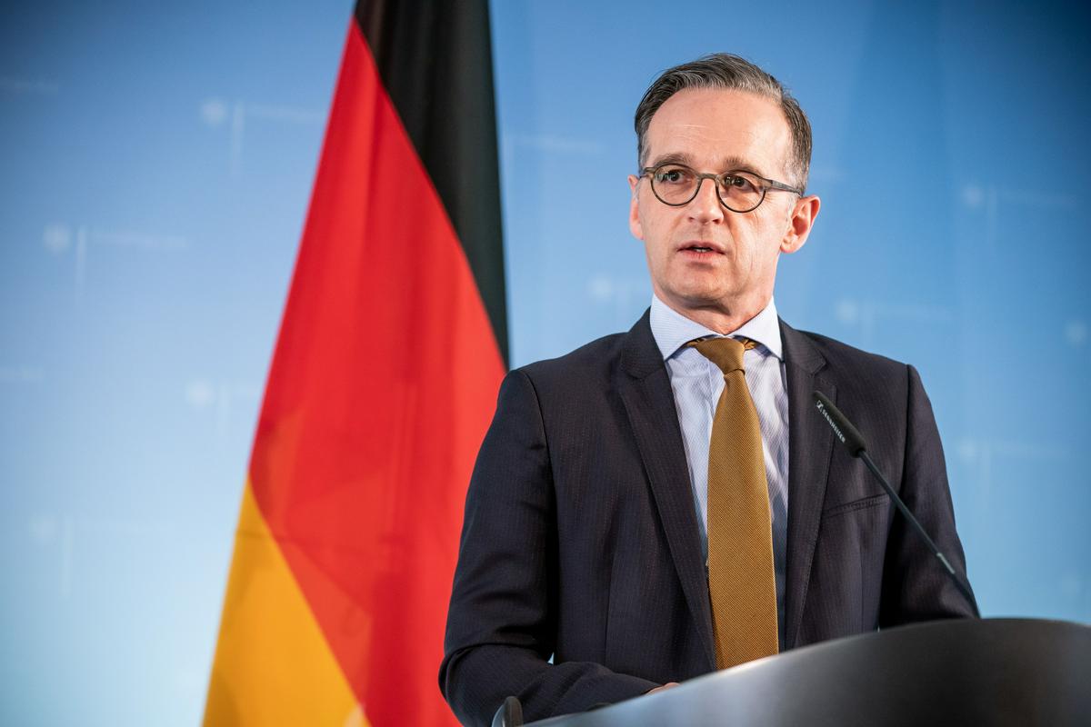 Nemški zunanji minister Heiko Maas je udeležence nagovoril prek videokonference. Foto: EPA