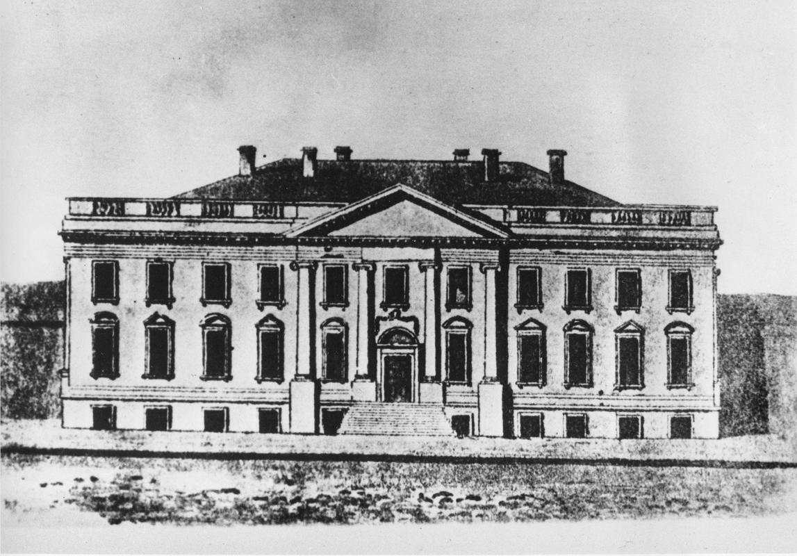 Skica prvotne zasnove predsedniške palače v Washingtonu, Bele hiše, kot jo je leta 1792 zasnoval arhitekt James Hoban. Foto: AP
