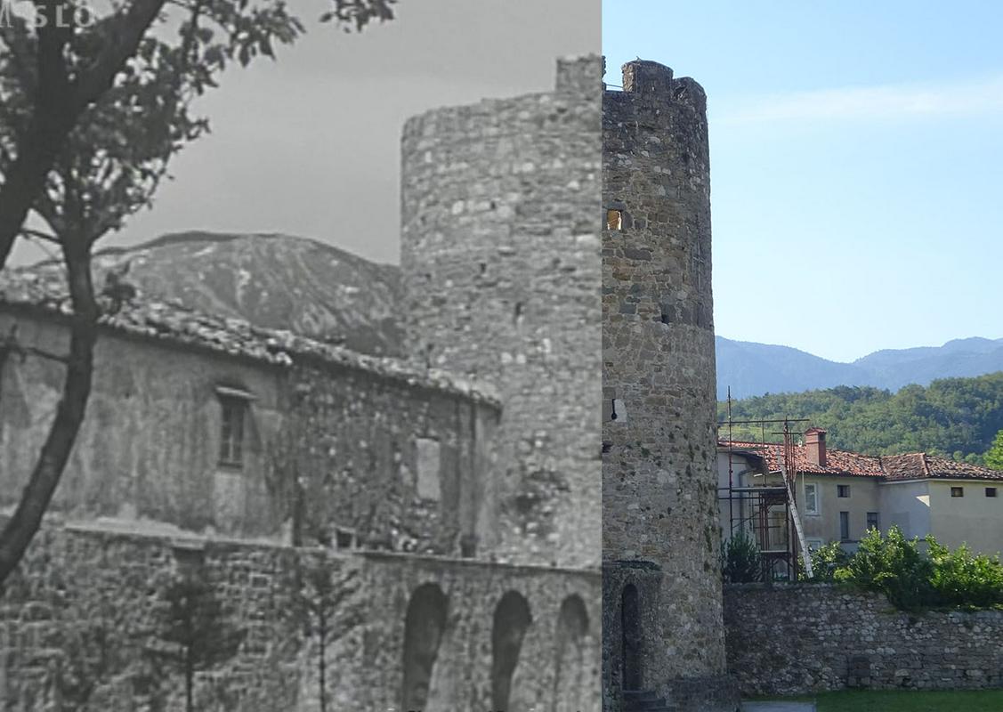 Stolp s cinami v 60. letih in danes. Foto: Drago Kocjančič, Arhiv RTV in Rok Omahen