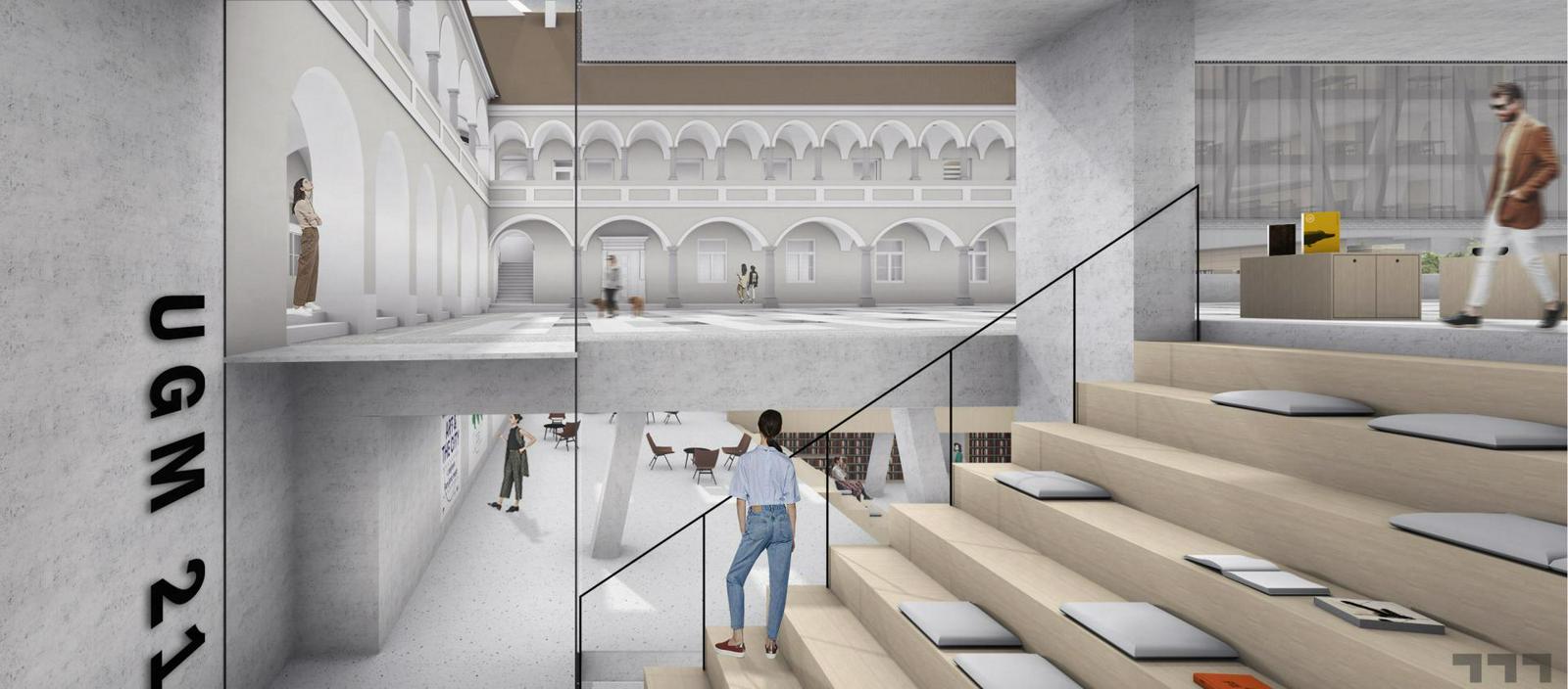 Celoten projekt gradnje in opreme Centra Rotovž bo stal 25 milijonov evrov, v njem pa bo poleg osrednje knjižnice in galerije našel svoje mesto tudi Art kino. Foto: Arhitekturni atelje Medprostor