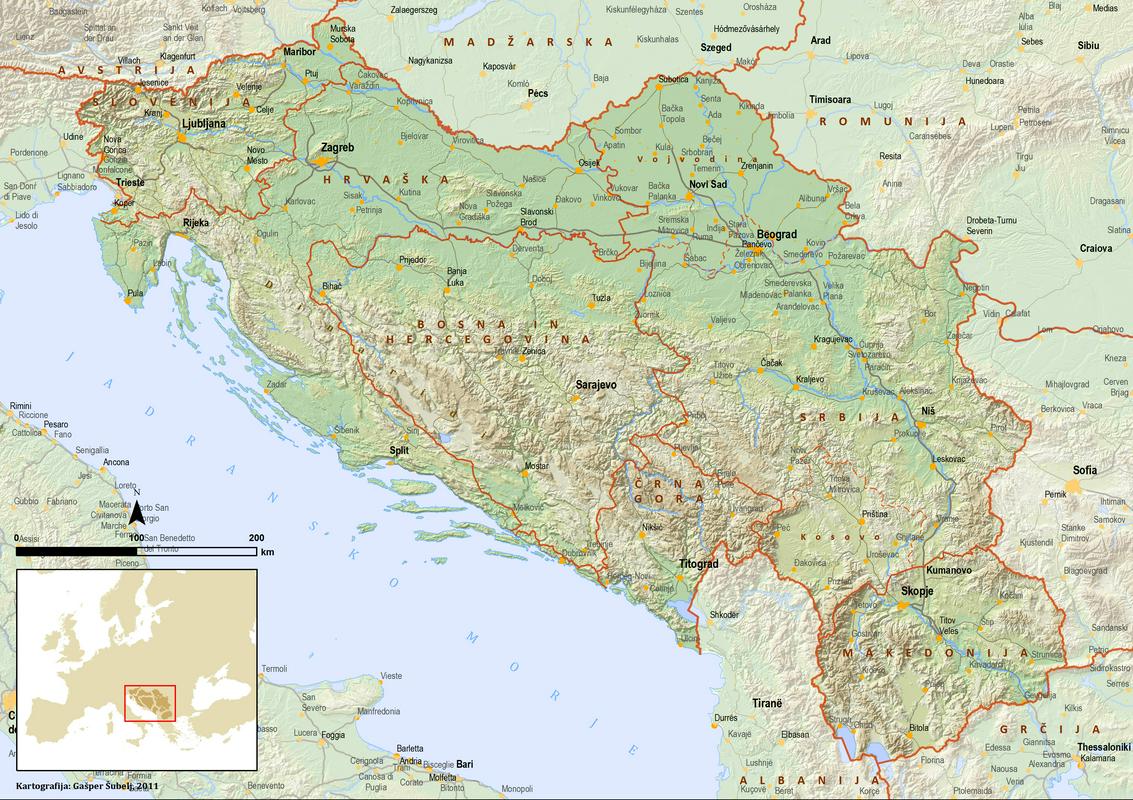 Zemljevid Jugoslavije med letoma 1945 in 1991. Foto: Wikipedia