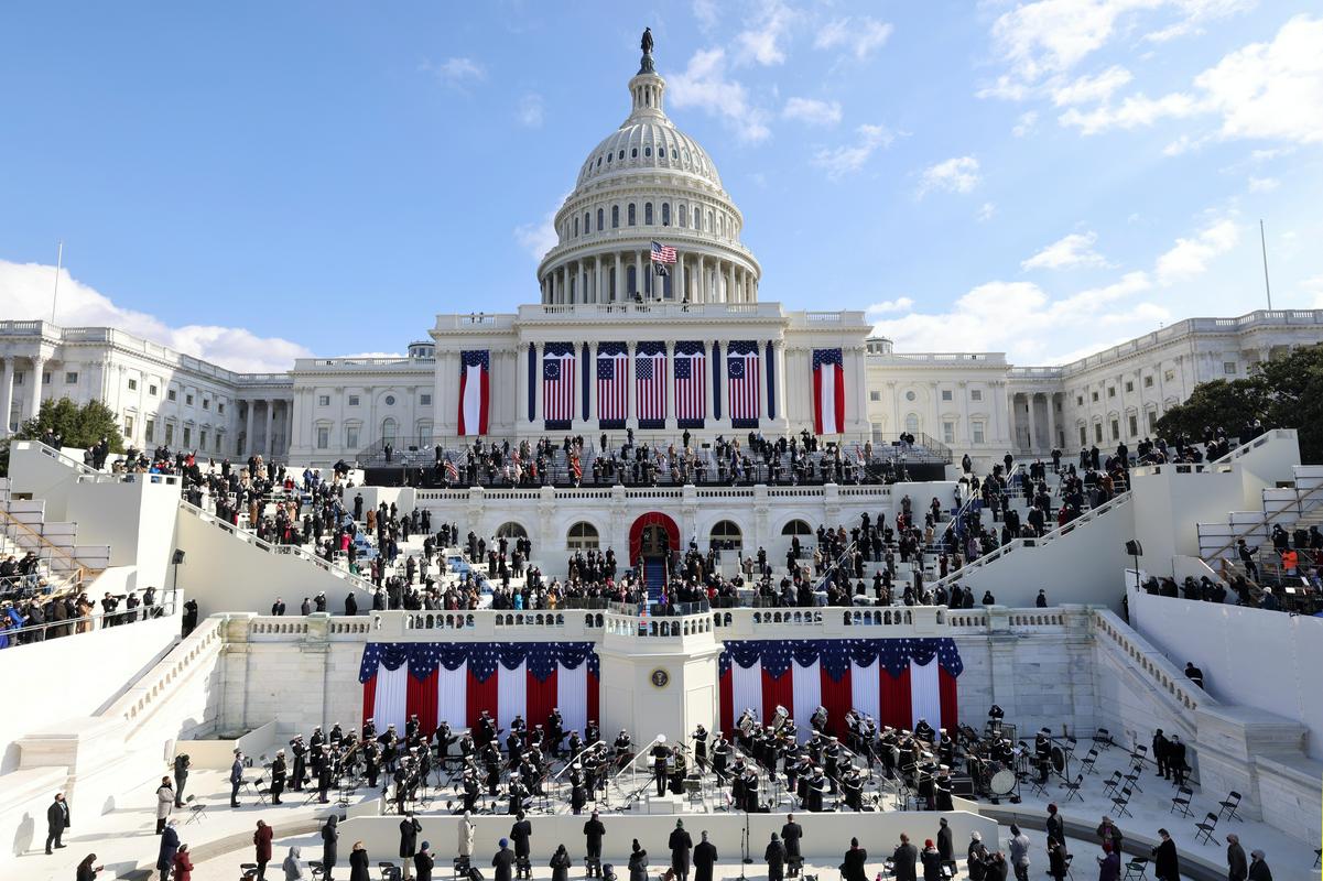 Pogled na Kapitol. Inavguracija je bila sicer letos precej okleščena. Foto: Reuters