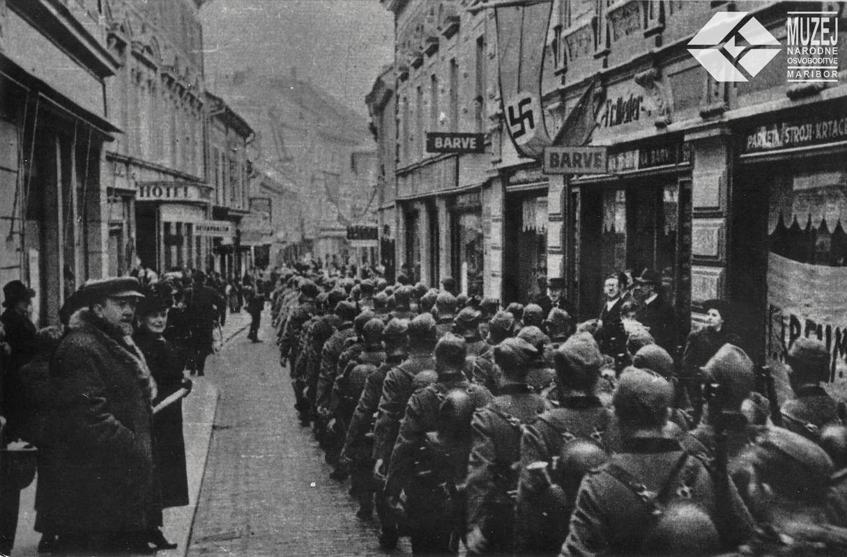 Prihod nemške vojske v Maribor, 8. april 1941, Gosposka ulica. Foto: hrani Muzej narodne osvoboditve Maribor