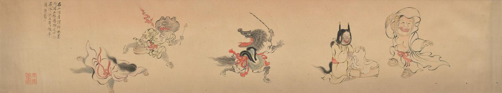 Rdeča nit razstave je spreminjanje upodobitev yōkaijev od strah vzbujajočih pošasti do vse bolj prijaznih in očarljivih ter širšemu občinstvu domačih bitij. Foto: Slovenski etnografski muzej (SEM)