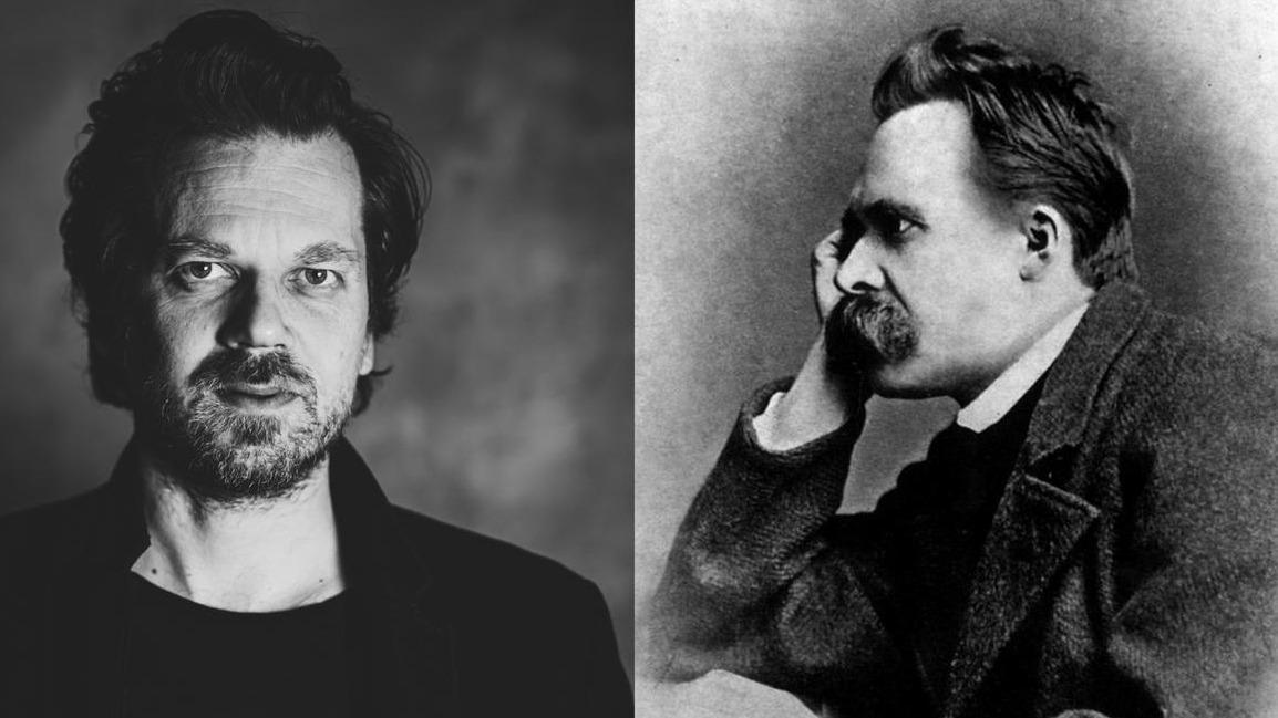 Sašo Vollmaier (1982) in Friedrich Nietzsche (1844–1900). Foto: Nika Hölcl Praper/Wikipedia
