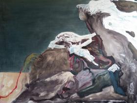 Janez Kardelj, Pesnik je dosegel vrh, 2016, akril na platno, 140 x 140 cm. Foto: ZDSLU