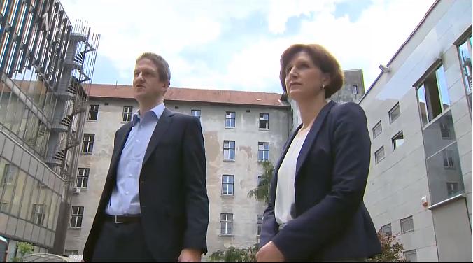 Matej Oštir in Tanja Frank Eler. Foto: Televizija Slovenija (zajem zaslona)