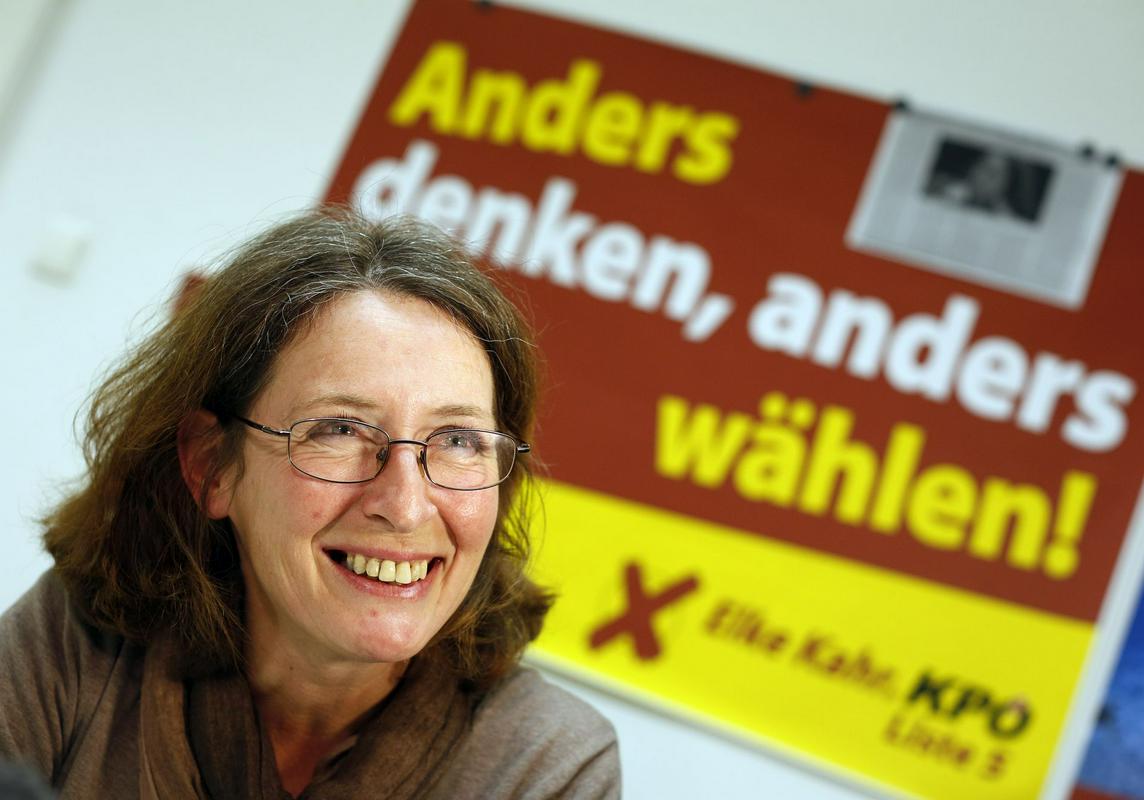 Elke Kahr bi lahko postala prva županja kakega večjega avstrijskega mesta iz vrst komunistov. Foto: EPA