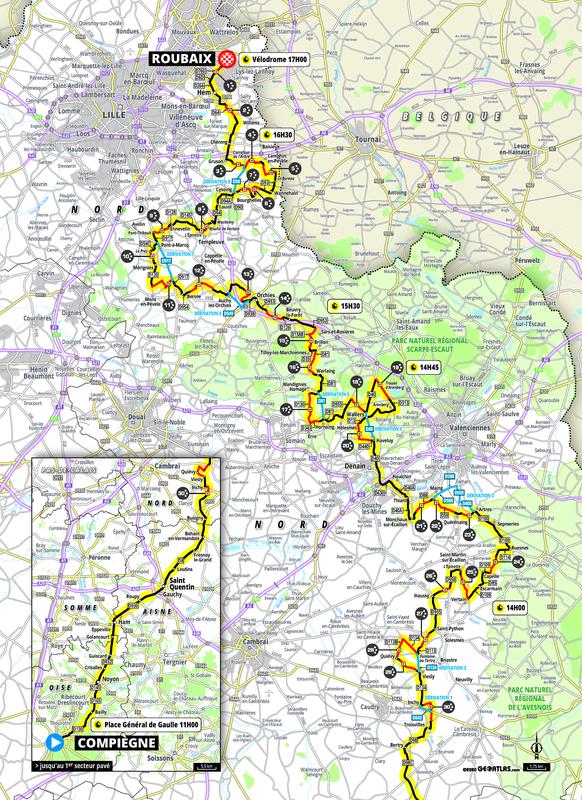 Na jesen prestavljeni 118. Pariz-Roubaix, z dejanskim štartom v Compiègnu, to nedeljo prinaša dolžini 257,7 km prinaša 30 odsekov zloglasnih kock v skupni dolžini 55 km. Več o prvi ženski izvedbi v soboto in 