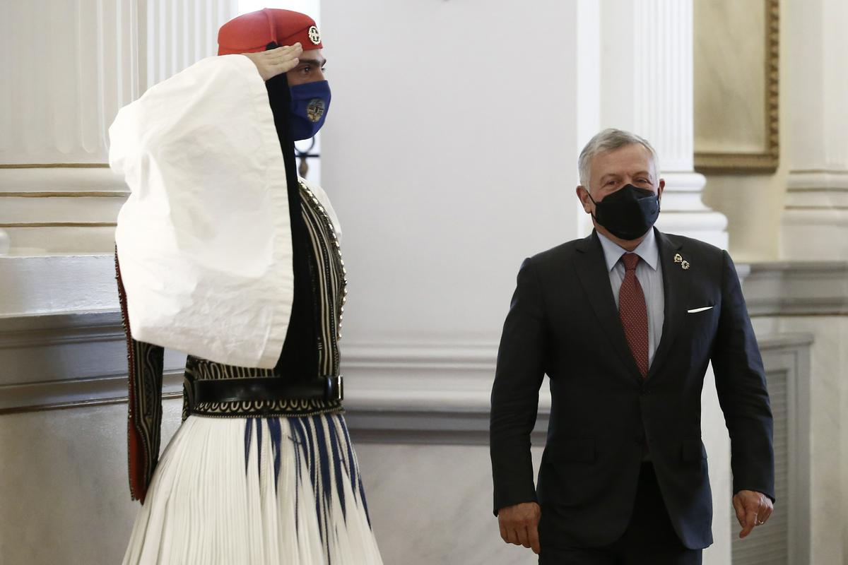 King Abdullah II of Jordan on a visit to Greece.  Photo: EPA