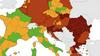ECDC: Slovenija ostaja temnordeča, temnordeči tudi deli vzhoda EU-ja