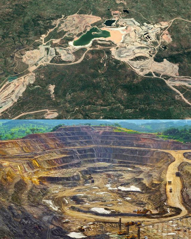 Tenke Fungurume v Katangi je eden največjih rudnikov bakra in kobalta na svetu. Leži na najbogatejših svetovnih zalogah teh kovin na svetu in je največji rudnik bakra v DR Kongu. Leta 2016 ga je od ameriške družbe kupila kitajska družba China Molybdenum, ki je avgusta letos sporočila, da bo v povečanje rudniških zmogljivosti vložila 2,5 milijarde dolarjev. Foto: Google Earth/Reuters