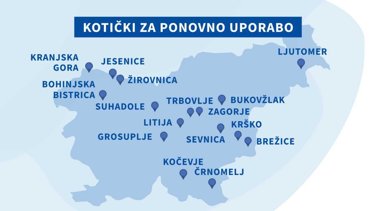 Poleg na zemljevidu označenih kotičkov za ponovno uporabo, so se ti nedavno odprli še v zbirnih centrih v Ribnici, Trebnjem, Prodniku, Cerknici, Radljah ob Dravi, Pamečah, Dobji vasi, na Ptuju, Otiškem vrhu in v zbirnih centrih Plinarniška in Lahova v Mariboru. Foto: MMC RTV SLO