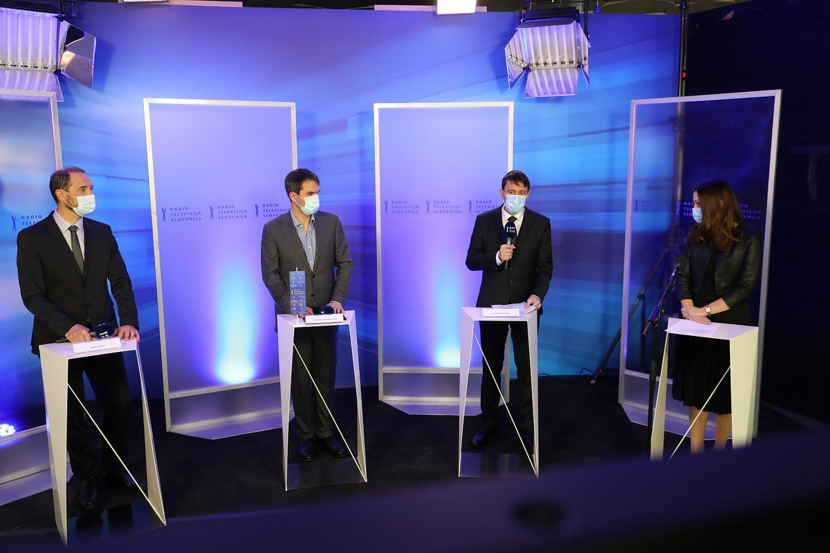 Mirko Štular, Andrej Grah Whatmough in Valentin Areh so predstavili programske spremembe v letu 2022. Foto: SOJ RTV SLO/Adrian Pregelj/RTV Slovenija