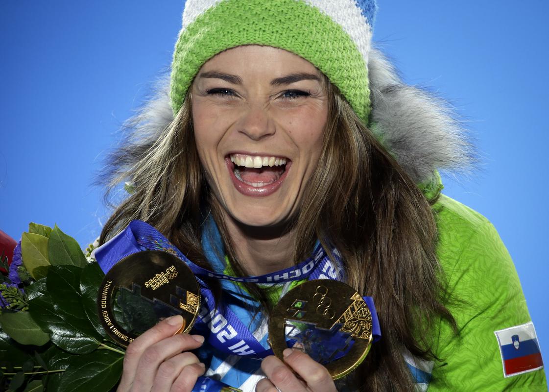 Tina Maze je v Sočiju osvojila dve zlati medalji. Foto: AP